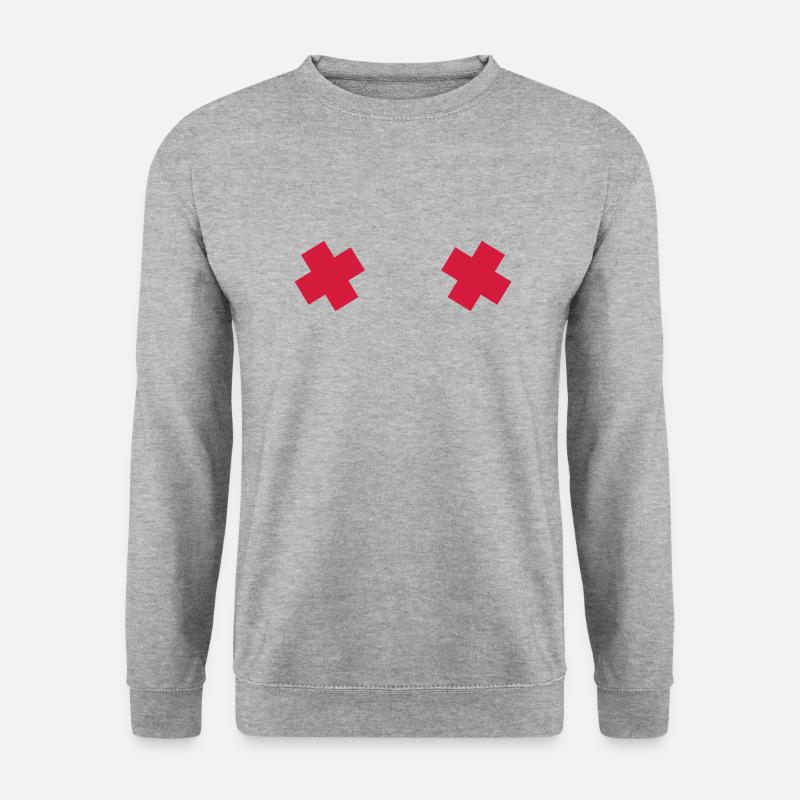Brüste - Unisex Pullover - Weißgrau meliert