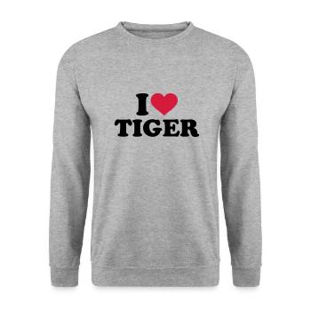 I love Tiger - Unisex Sweatshirt - salt & pepper - Front - Alina (178cm) & Michal (187cm)