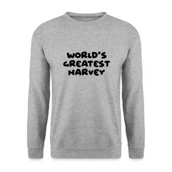 worlds greatest harvey name - Unisex Sweatshirt - salt & pepper - Front - Alina (178cm) & Michal (187cm)