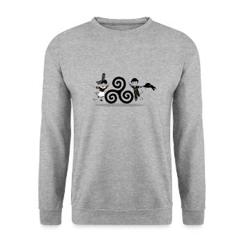 Bretonische Zeichen Triskel - Unisex Pullover - Weißgrau meliert - Vorne - Alina (178cm) & Michal (187cm)