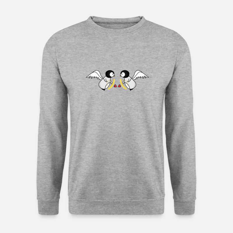Pinguine Beziehung - Unisex Pullover - Weißgrau meliert