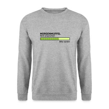 Morgenmuffel nicht ansprechen ausschlafen zu früh - Unisex Pullover - Weißgrau meliert - Vorne - Alina (178cm) & Michal (187cm)