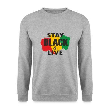 Juneteenth Day 1865, Restez noir et vivez - Sweat-shirt Unisexe - gris chiné - Devant - Alina (178cm) & Michal (187cm)