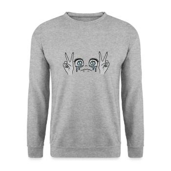 Female Victory Hand Signal Girl - Unisex Sweatshirt - salt & pepper - Front - Alina (178cm) & Michal (187cm)