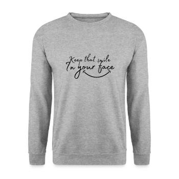 Keep that smile in your face - Unisex Pullover - Weißgrau meliert - Vorne - Alina (178cm) & Michal (187cm)