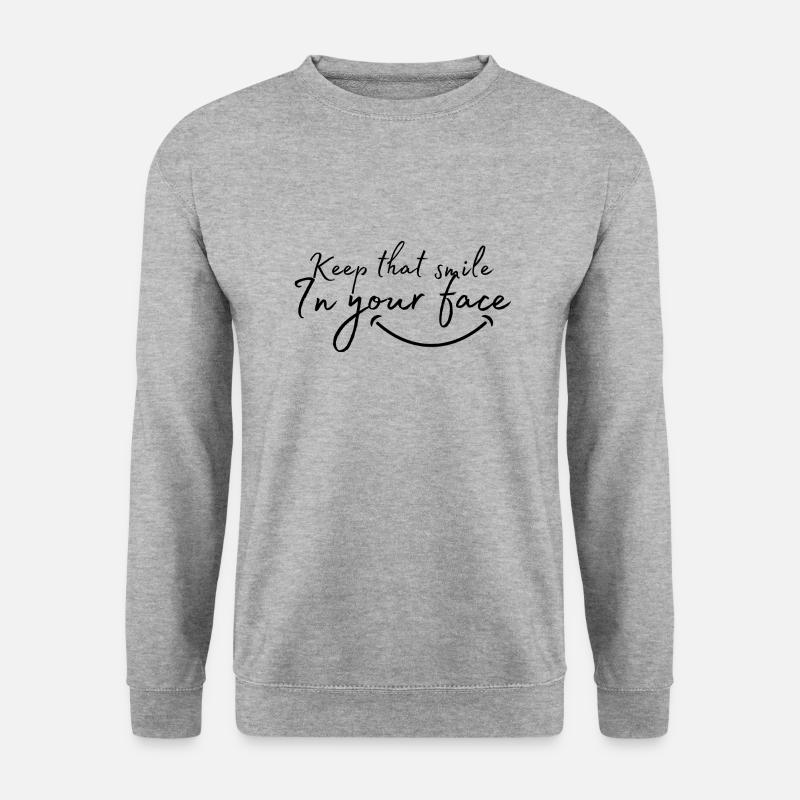 Keep that smile in your face - Unisex Pullover - Weißgrau meliert