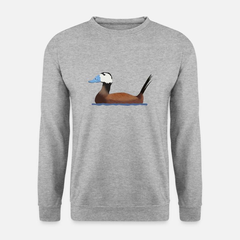 Weißkopfruderente - Unisex Pullover - Weißgrau meliert