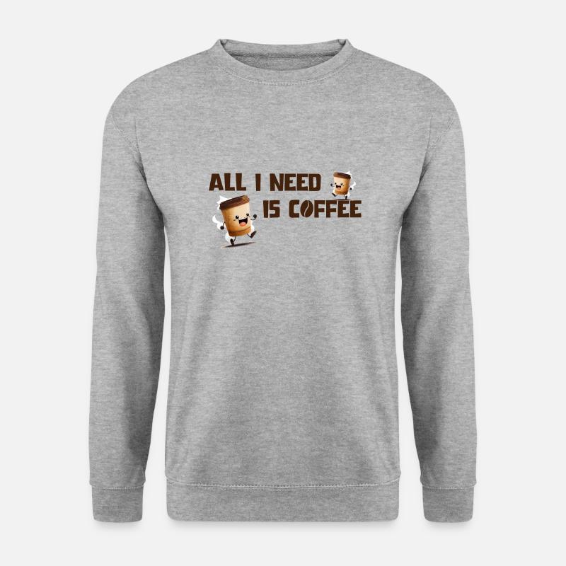 Kaffee i need coffee - Unisex Pullover - Weißgrau meliert