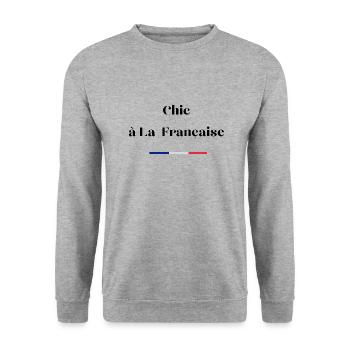 Chic à la française - Sweat-shirt Unisexe - gris chiné - Devant - Alina (178cm) & Michal (187cm)