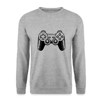 Controller Gaming Video Games Gamepad - Unisex Sweatshirt - salt & pepper - Front - Alina (178cm) & Michal (187cm)