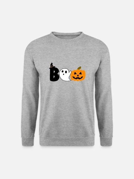 Boo Haloween Geist Kürbis - Unisex Pullover - Weißgrau meliert