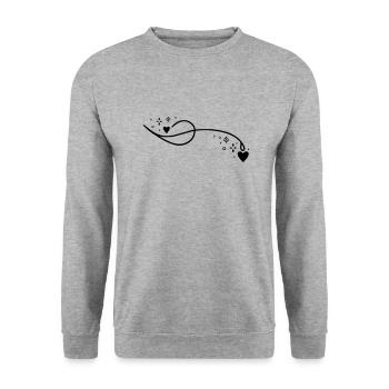Ligne de coeur scintillant - Sweat-shirt Unisexe - gris chiné - Devant - Alina (178cm) & Michal (187cm)
