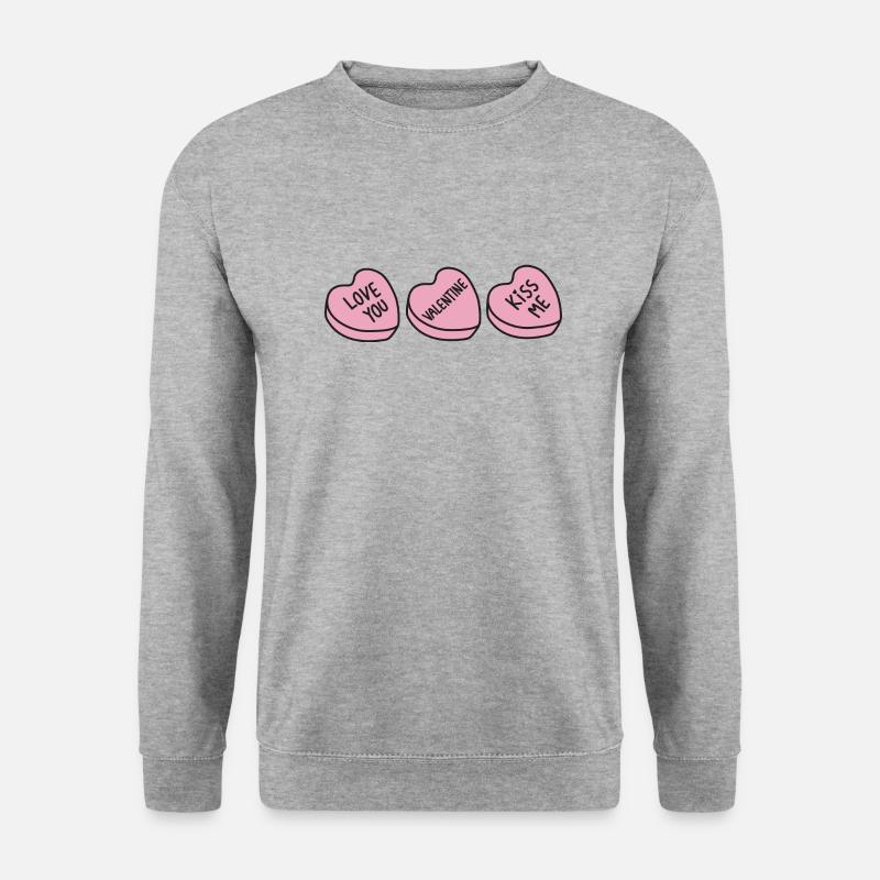 Valentine Hearts Rosa - Unisex Pullover - Weißgrau meliert