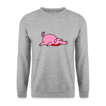 Grillon de porc mort inconscient mangeant de la viande - Sweat-shirt Unisexe - gris chiné - Devant - Alina (178cm) & Michal (187cm)