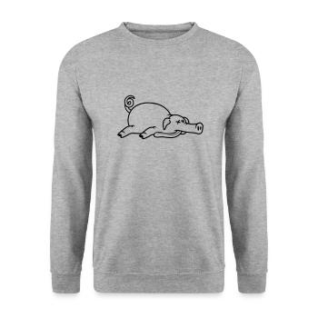 Grillon de porc mort inconscient mangeant de la viande - Sweat-shirt Unisexe - gris chiné - Devant - Alina (178cm) & Michal (187cm)