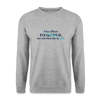 KRANKENSCHWESTER KRANKENSCHWESTER DOKTOR HUMOR DRÖLES B - Unisex Pullover - Weißgrau meliert - Vorne - Alina (178cm) & Michal (187cm)