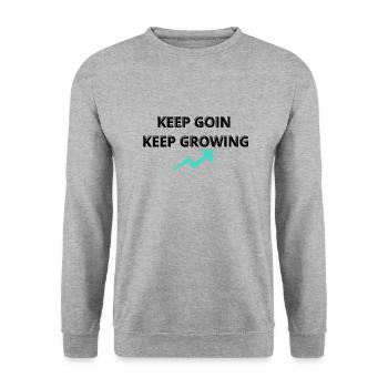 Continuer Continuer à grandir | Citation motivante - Sweat-shirt Unisexe - gris chiné - Devant - Alina (178cm) & Michal (187cm)