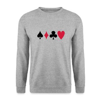poker - Unisex Pullover - Weißgrau meliert - Vorne - Alina (178cm) & Michal (187cm)