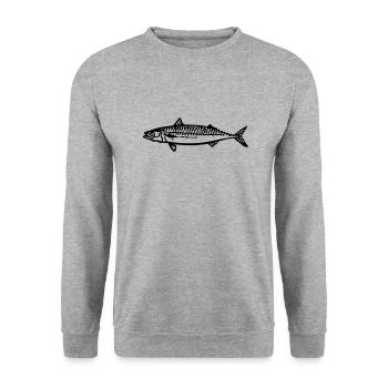 makrele - Unisex Pullover - Weißgrau meliert - Vorne - Alina (178cm) & Michal (187cm)