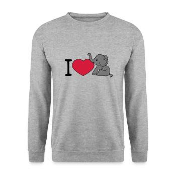 elefant i love liebe herz sitzend suess kalb klein - Unisex Pullover - Weißgrau meliert - Vorne - Alina (178cm) & Michal (187cm)
