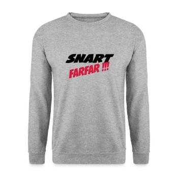 Snart farfar !!! - Unisex Pullover - Weißgrau meliert - Vorne - Alina (178cm) & Michal (187cm)