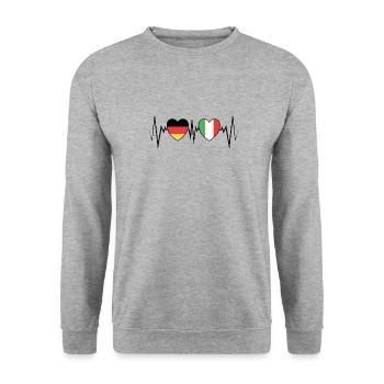 Germany and Italy heartbeat pulse EKG - Unisex Sweatshirt - salt & pepper - Front - Alina (178cm) & Michal (187cm)