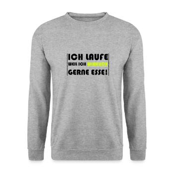Laufen + Essen <3 - Unisex Pullover - Weißgrau meliert - Vorne - Alina (178cm) & Michal (187cm)