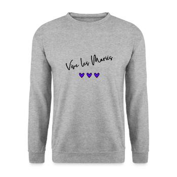 VIVE LES MARIES. EVJF. SAINT VALENTIN. JE T'AIME. - Sweat-shirt Unisexe - gris chiné - Devant - Alina (178cm) & Michal (187cm)