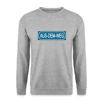 Aus-dem-Weg - Humor-Satire-Lustige Sprüche - Unisex Pullover - Weißgrau meliert - Vorne - Alina (178cm) & Michal (187cm)