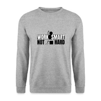 Work smart not hard - motivierender Spruch - Unisex Pullover - Weißgrau meliert - Vorne - Alina (178cm) & Michal (187cm)