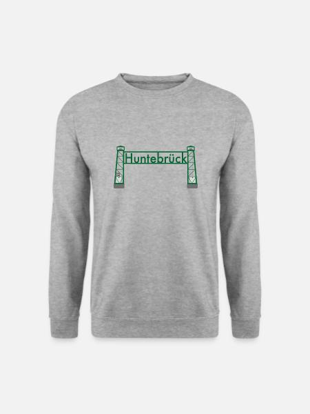 Hubbrücke Huntebrück minimalistisch - Unisex Pullover - Weißgrau meliert