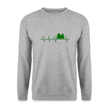 Wald Herzschlag Baum - Unisex Pullover - Weißgrau meliert - Vorne - Alina (178cm) & Michal (187cm)