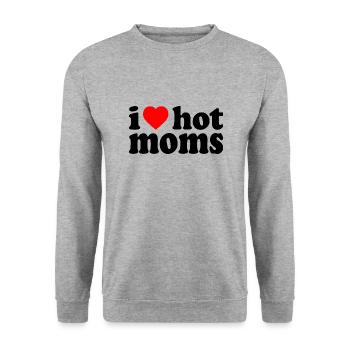 I love hot moms - Unisex Pullover - Weißgrau meliert - Vorne - Alina (178cm) & Michal (187cm)