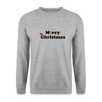Merry Christmas - Unisex Pullover - Weißgrau meliert - Vorne - Alina (178cm) & Michal (187cm)