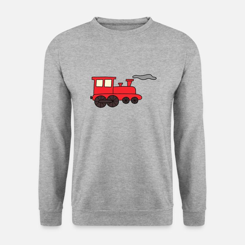 Eine rote Lok - Unisex Pullover - Weißgrau meliert
