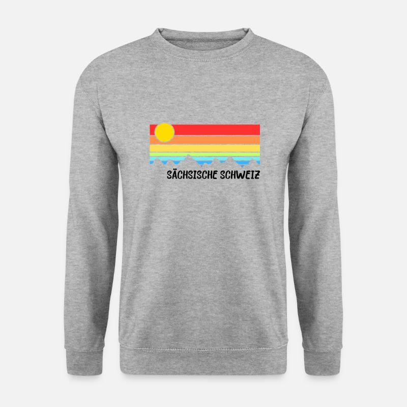 Sächsische Schweiz Gebirge Urlaub Idee - Unisex Pullover - Weißgrau meliert