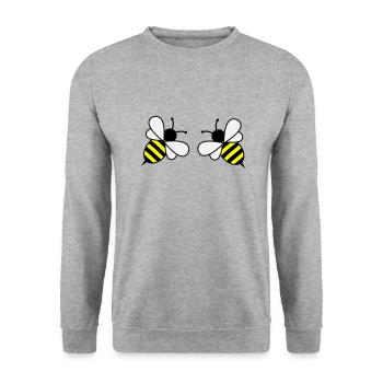 bees - Unisex Pullover - Weißgrau meliert - Vorne - Alina (178cm) & Michal (187cm)