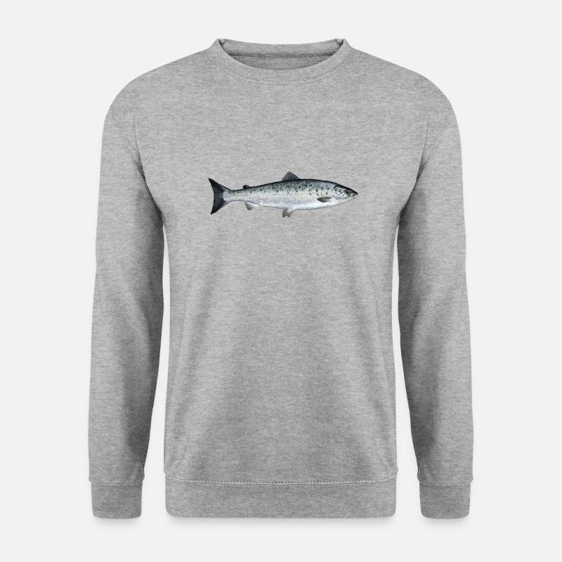 Lachs - Unisex Pullover - Weißgrau meliert