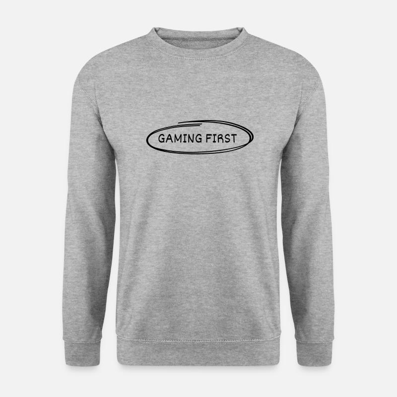 Gaming First - Unisex Pullover - Weißgrau meliert