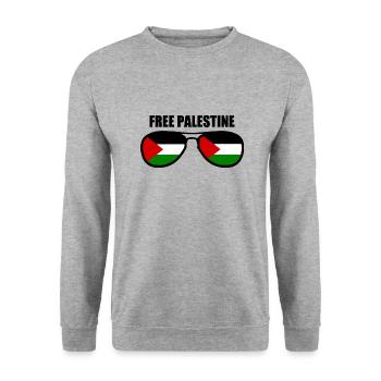 Free palestine - Unisex Pullover - Weißgrau meliert - Vorne - Alina (178cm) & Michal (187cm)