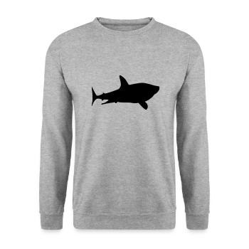 shark silhouette - Unisex Pullover - Weißgrau meliert - Vorne - Alina (178cm) & Michal (187cm)