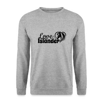 Isländer Love Herz Pferdekopf - Unisex Pullover - Weißgrau meliert - Vorne - Alina (178cm) & Michal (187cm)