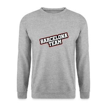 Barcelona Stadt Team - Unisex Pullover - Weißgrau meliert - Vorne - Alina (178cm) & Michal (187cm)
