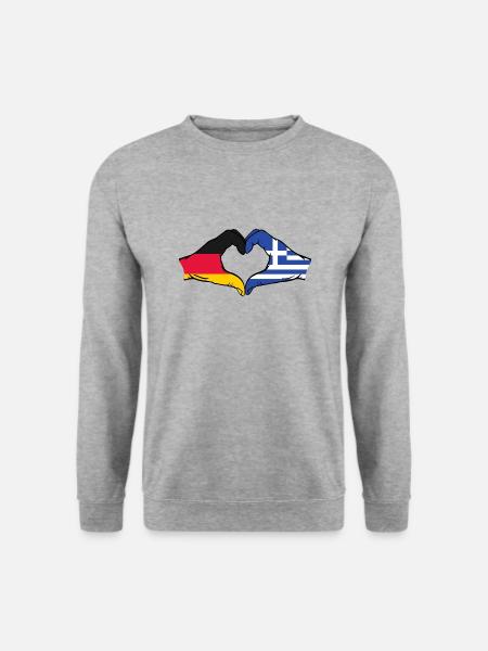 Deutschland Griechenland Flagge Hände Herzform - Unisex Pullover - Weißgrau meliert