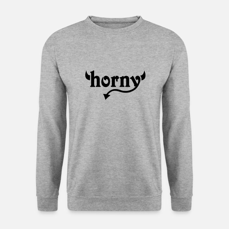 horny (1c) - Unisex Pullover - Weißgrau meliert