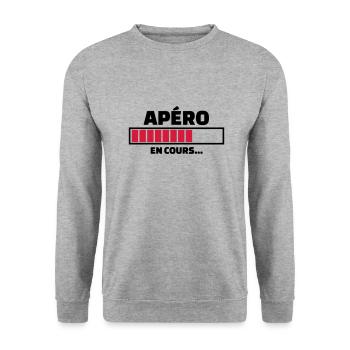 apéro en cours - Sweat-shirt Unisexe - gris chiné - Devant - Alina (178cm) & Michal (187cm)