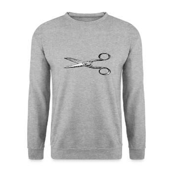 Schere Zeichnung Friseur - Unisex Pullover - Weißgrau meliert - Vorne - Alina (178cm) & Michal (187cm)