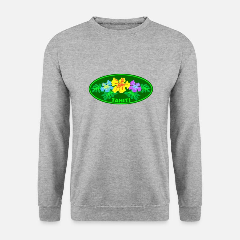 tahiti Hibiskus - Unisex Pullover - Weißgrau meliert