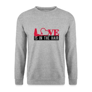 Love is in the hair (2c) - Unisex Pullover - Weißgrau meliert - Vorne - Alina (178cm) & Michal (187cm)