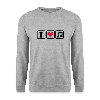 I love music - Unisex Pullover - Weißgrau meliert - Vorne - Alina (178cm) & Michal (187cm)
